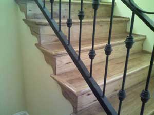 Hickory stair treads and risers and trim milled by Processingwood.com